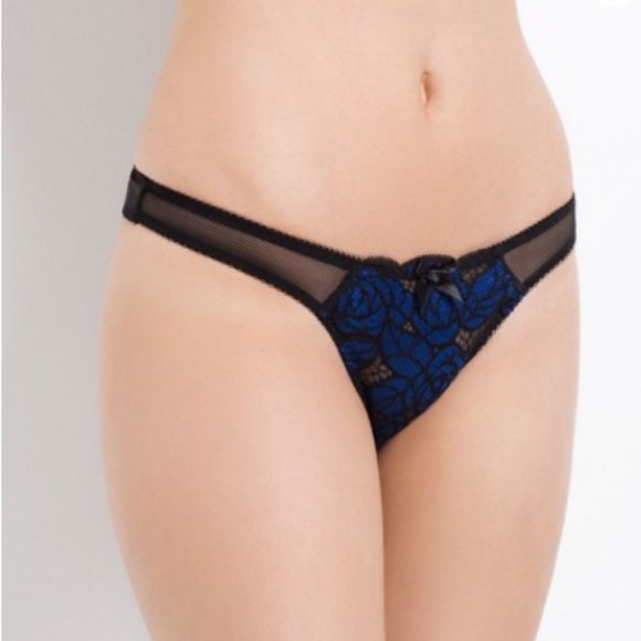 L’Agent by Agent Provocateur Sylvana Mini Brief, Black/Royal Blue, Small - Picture 1 of 4